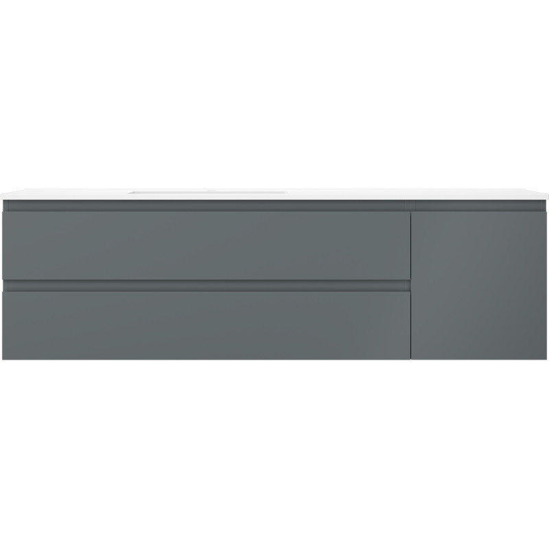 Mexen Orio kúpeľňová skrinka 160 cm s umývadlom Otis ľavou, 2S, 1D, grafit mat/biela mat - 91A13-16047-3-BBFFF66-W18L01