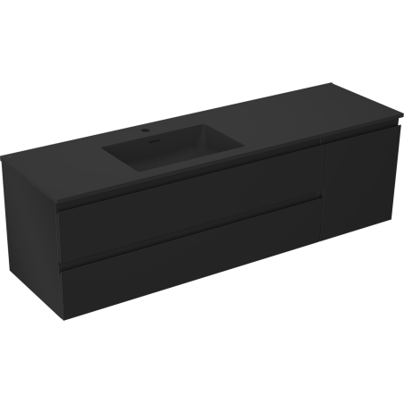 Mexen Orio kúpeľňová skrinka 160 cm s umývadlom Otis ľavým, 2S, 1D, čierna matná - 91A13-16047-3-BBFFF71-W18L71