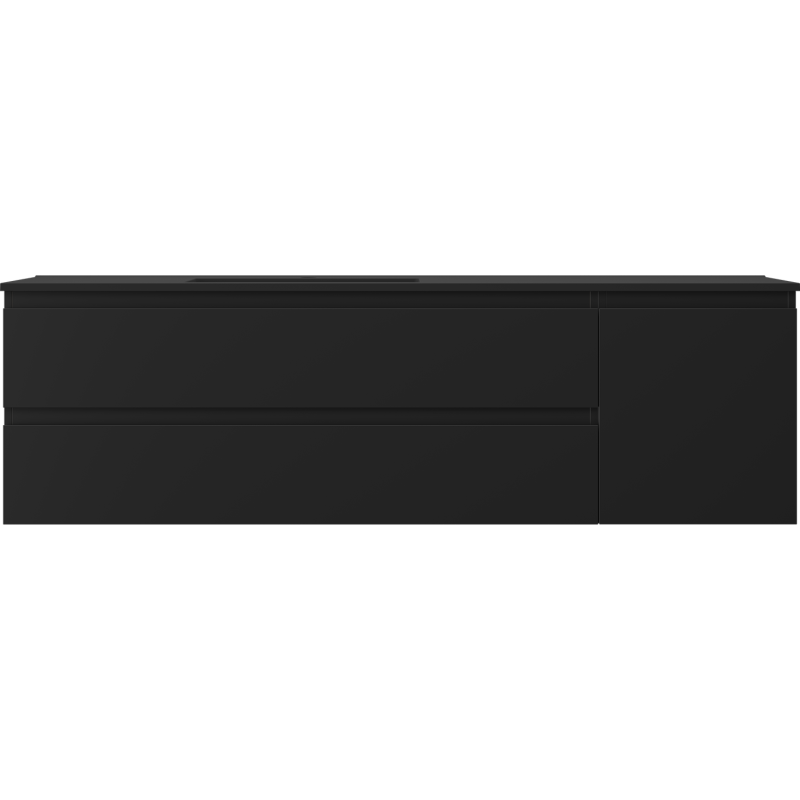 Mexen Orio kúpeľňová skrinka 160 cm s umývadlom Otis ľavým, 2S, 1D, čierna matná - 91A13-16047-3-BBFFF71-W18L71