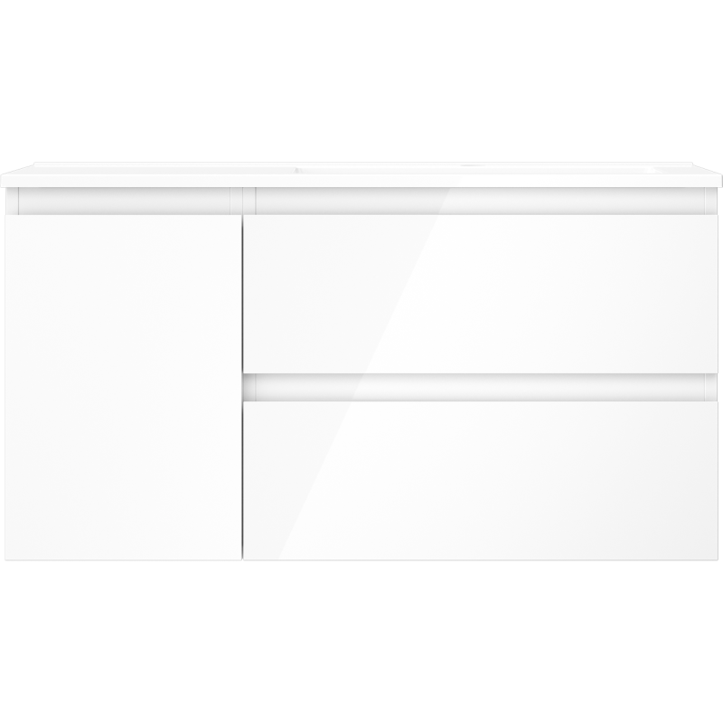 Mexen Orio kúpeľňová skrinka 90 cm s umývadlom Otis pravá, 2S, 1D, biela lesk - 91A13-09047-3-BBFFF00-W18P00