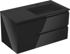 Mexen Orio kúpeľňová skrinka 90 cm s umývadlom Otis pravé, 2S, 1D, čierny lesk/čierny mat - 91A13-09047-3-BBFFF70-W18P71
