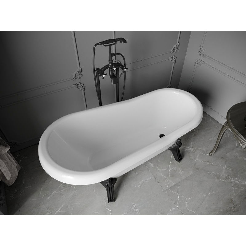 Mexen Retro samostatne stojaca vaňa 150 x 73 cm, biela, čierne nohy - 53251507300-70