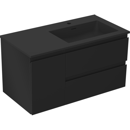 Mexen Orio kúpeľňová skrinka 90 cm s umývadlom Otis pravá, 2S, 1D, čierna matná - 91A13-09047-3-BBFFF71-W18P71