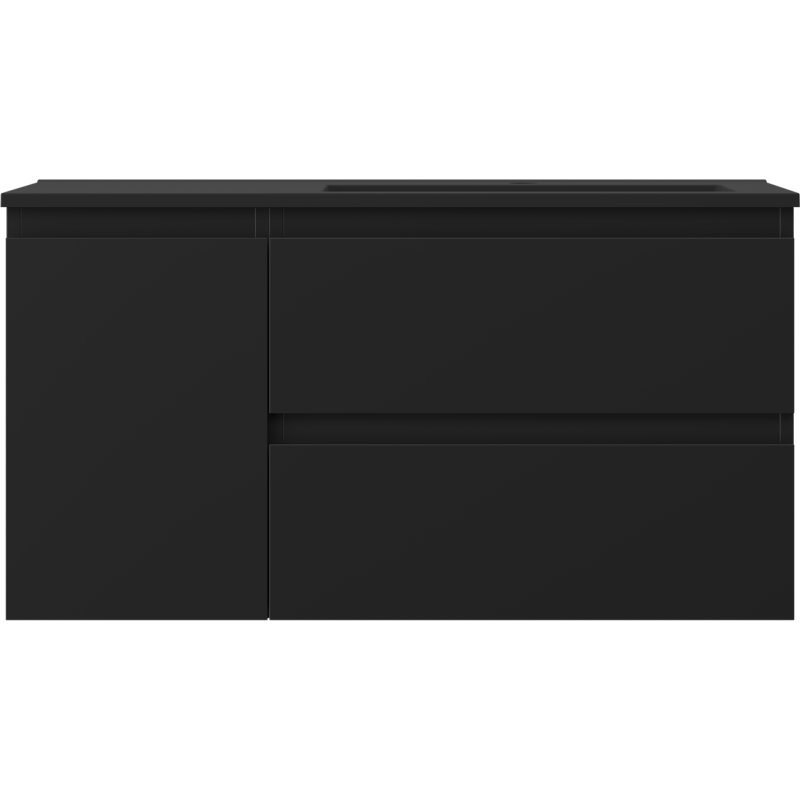 Mexen Orio kúpeľňová skrinka 90 cm s umývadlom Otis pravá, 2S, 1D, čierna matná - 91A13-09047-3-BBFFF71-W18P71