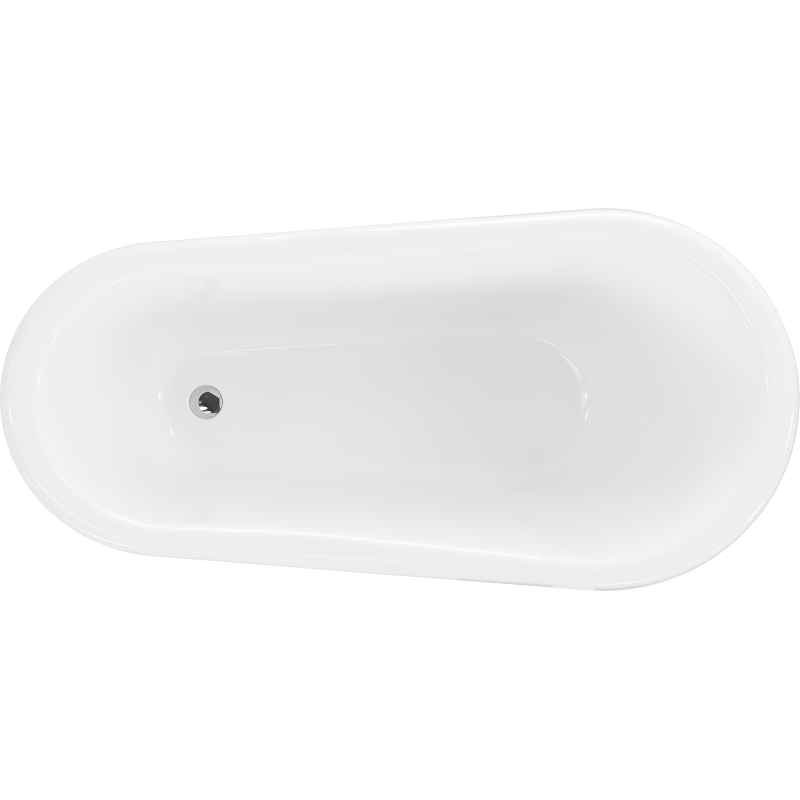 Mexen Retro voľne stojaca vaňa 150 x 73 cm, biela/čierna, nohy chróm - 53251507375-00