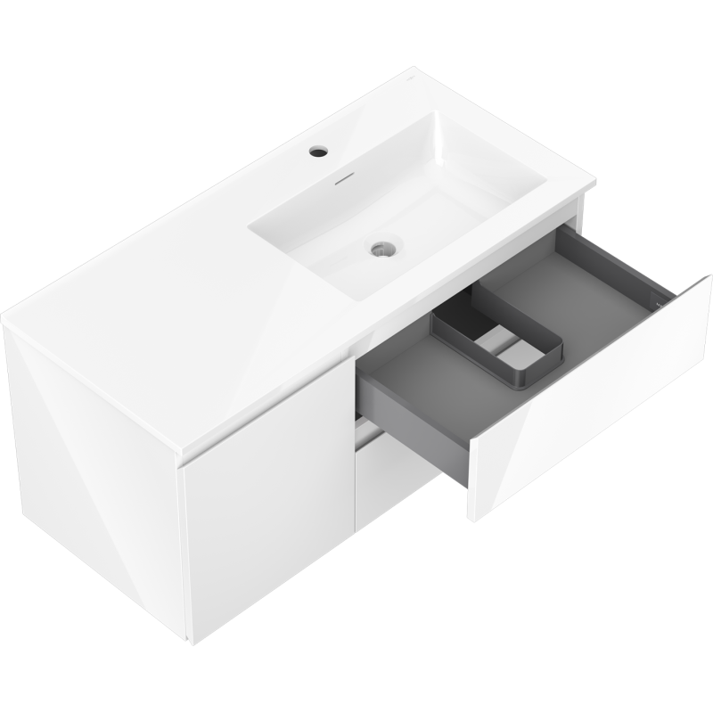 Mexen Orio kúpeľňová skrinka 100 cm s umývadlom Otis pravá, 2S, 1D, biela lesklá - 91A13-10047-3-BBFFF00-W18P00