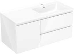 Mexen Orio kúpeľňová skrinka 100 cm s umývadlom Otis pravá, 2S, 1D, biela lesklá - 91A13-10047-3-BBFFF00-W18P00