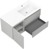 Mexen Orio kúpeľňová skrinka 100 cm s umývadlom Otis pravým, 2S, 1D, sivá matná/biela matná - 91A13-10047-3-BBFFF62-W18P01