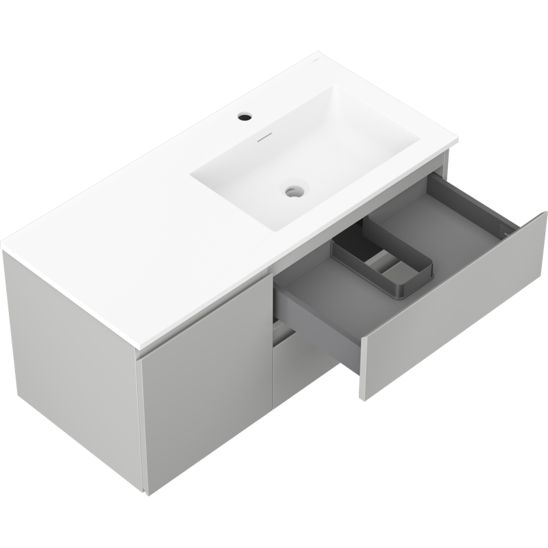 Mexen Orio kúpeľňová skrinka 100 cm s umývadlom Otis pravým, 2S, 1D, sivá matná/biela matná - 91A13-10047-3-BBFFF62-W18P01