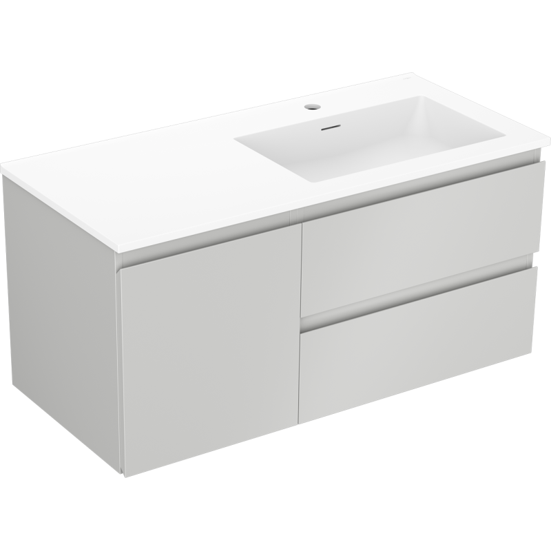 Mexen Orio kúpeľňová skrinka 100 cm s umývadlom Otis pravým, 2S, 1D, sivá matná/biela matná - 91A13-10047-3-BBFFF62-W18P01