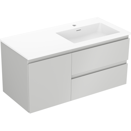 Mexen Orio kúpeľňová skrinka 100 cm s umývadlom Otis pravým, 2S, 1D, sivá matná/biela matná - 91A13-10047-3-BBFFF62-W18P01