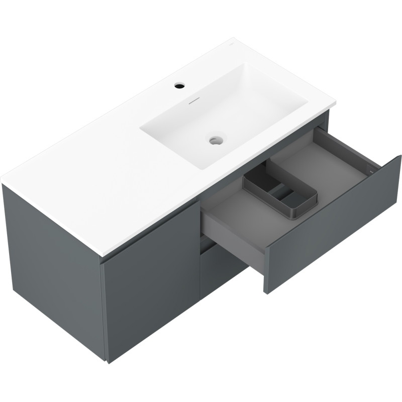 Mexen Orio kúpeľňová skrinka 100 cm s umývadlom Otis pravé, 2S, 1D, grafit mat/biela mat - 91A13-10047-3-BBFFF66-W18P01