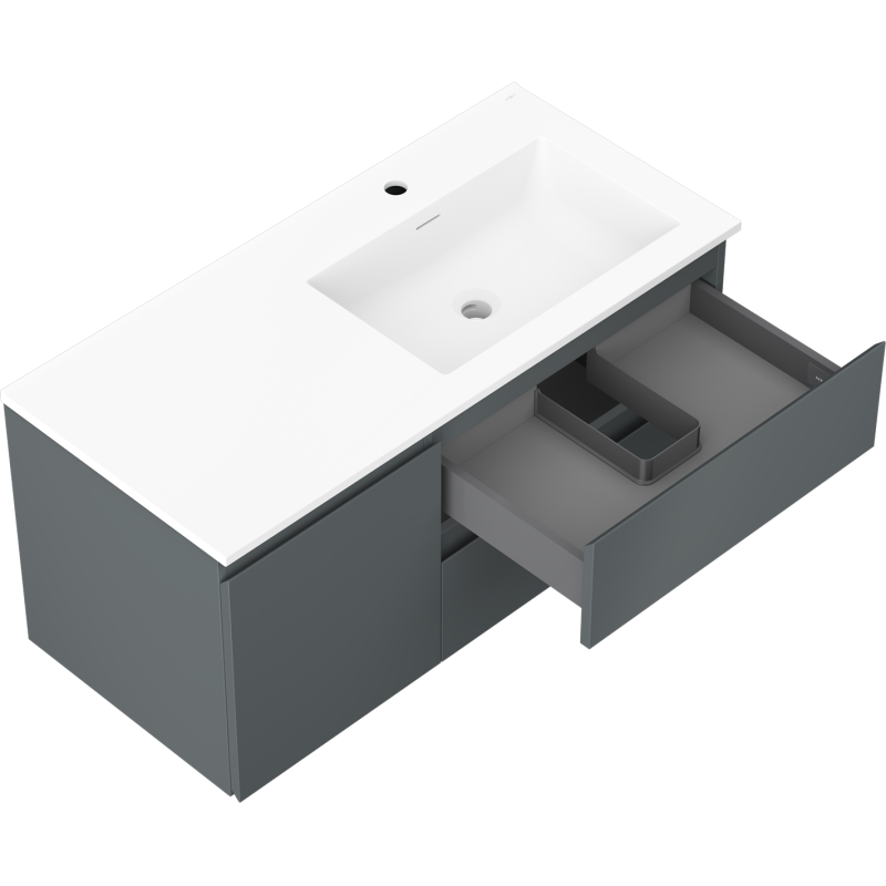 Mexen Orio kúpeľňová skrinka 100 cm s umývadlom Otis pravým, 2S, 1D, grafit mat/biela mat - 91A13-10047-3-BBFFF66-W18P01