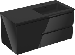 Mexen Orio kúpeľňová skrinka 100 cm s umývadlom Otis pravá, 2S, 1D, čierny lesk/čierny mat - 91A13-10047-3-BBFFF70-W18P71