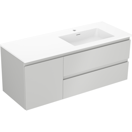 Mexen Orio kúpeľňová skrinka 120 cm s umývadlom Otis pravá, 2S, 1D, sivá matná/biela matná - 91A13-12047-3-BBFFF62-W18P01