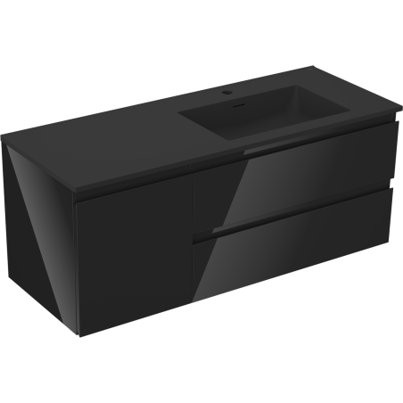 Mexen Orio kúpeľňová skrinka 120 cm s umývadlom Otis pravá, 2S, 1D, čierny lesk/čierny mat - 91A13-12047-3-BBFFF70-W18P71