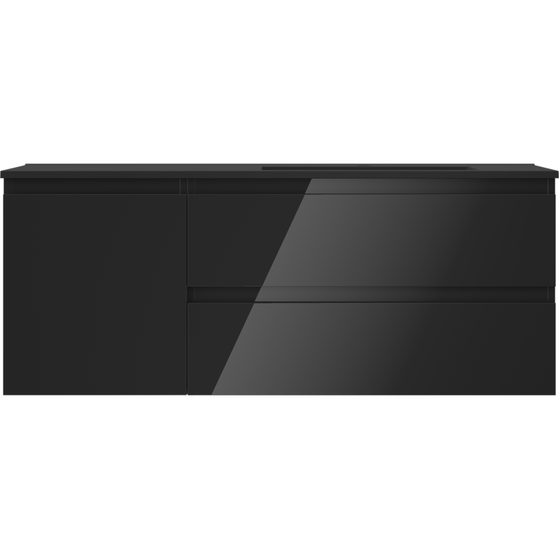 Mexen Orio kúpeľňová skrinka 120 cm s umývadlom Otis pravá, 2S, 1D, čierny lesk/čierny mat - 91A13-12047-3-BBFFF70-W18P71