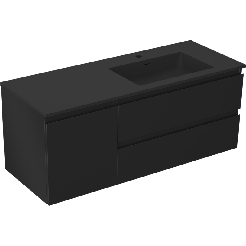 Mexen Orio kúpeľňová skrinka 120 cm s umývadlom Otis pravá, 2S, 1D, čierna matná - 91A13-12047-3-BBFFF71-W18P71