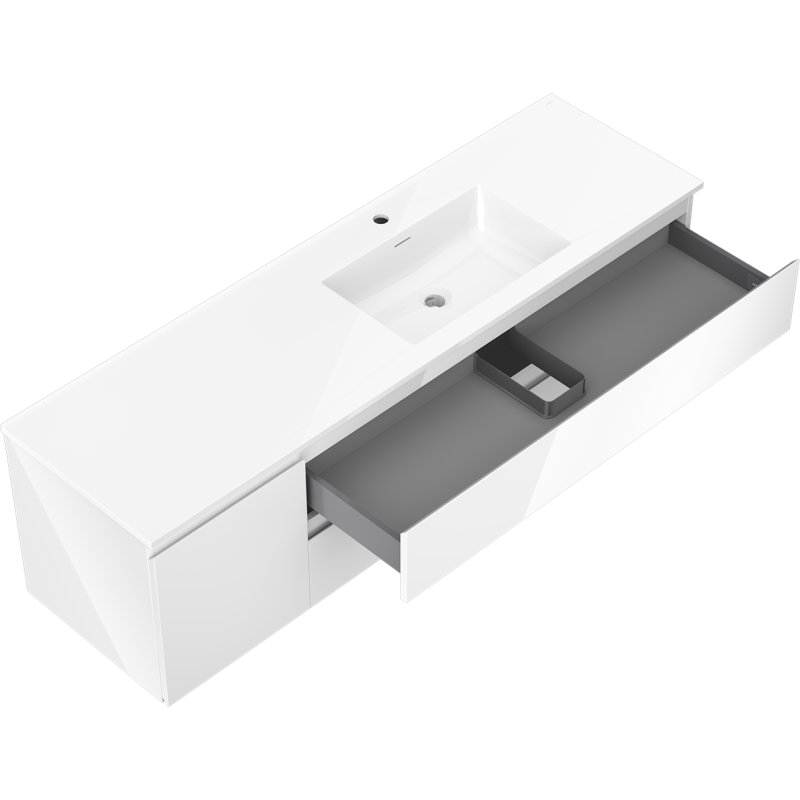 Mexen Orio kúpeľňová skrinka 160 cm s umývadlom Otis pravým, 2S, 1D, biela lesk - 91A13-16047-3-BBFFF00-W18P00