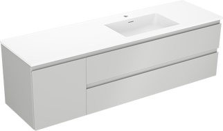 Mexen Orio kúpeľňová skrinka 160 cm s umývadlom Otis pravou, 2S, 1D, sivá matná/biela matná - 91A13-16047-3-BBFFF62-W18P01