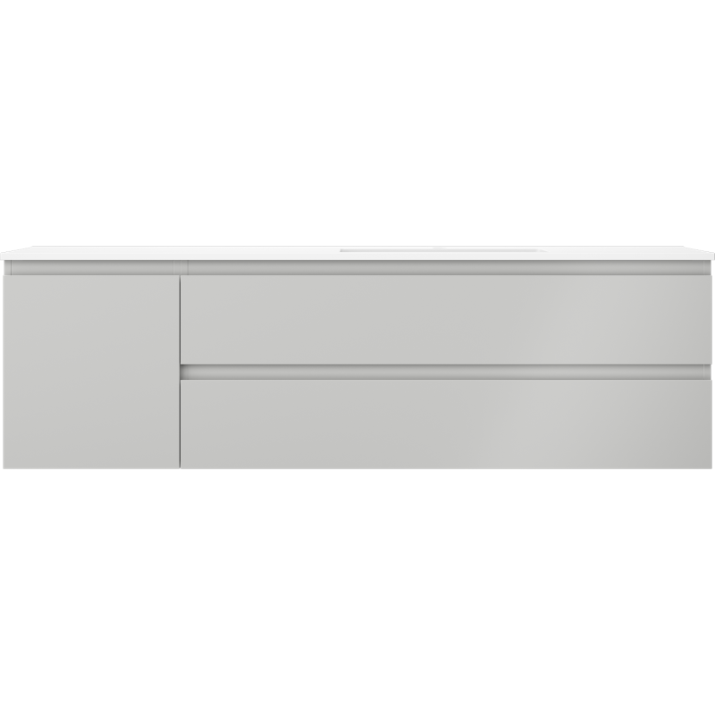 Mexen Orio kúpeľňová skrinka 160 cm s umývadlom Otis pravou, 2S, 1D, sivá matná/biela matná - 91A13-16047-3-BBFFF62-W18P01