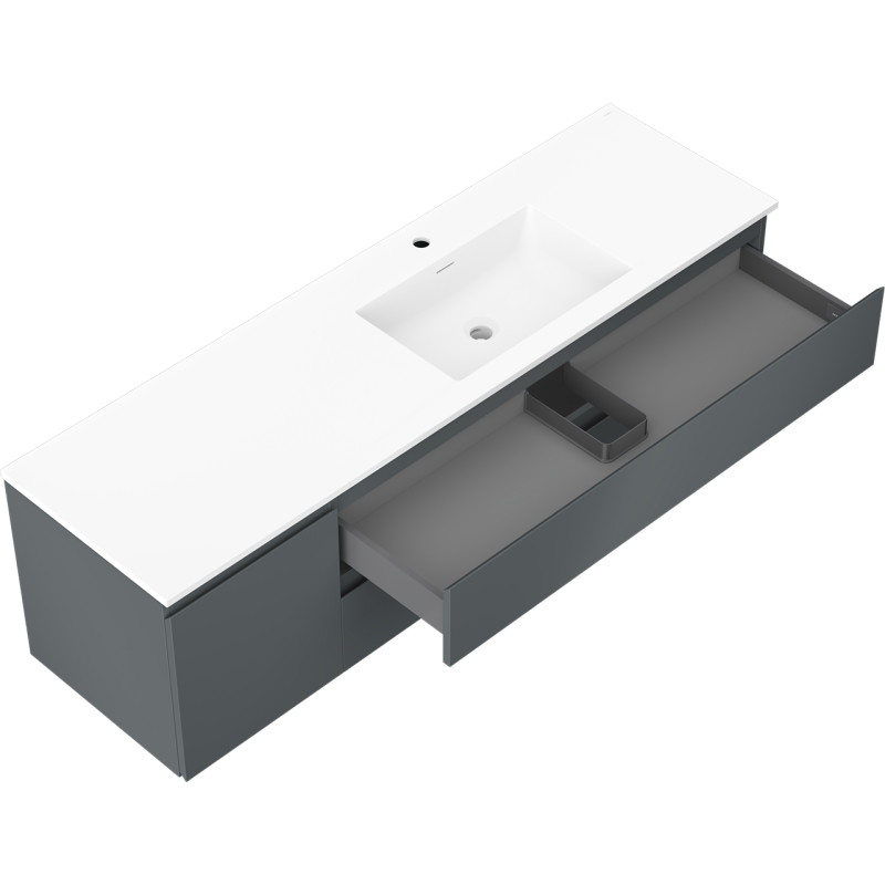 Mexen Orio kúpeľňová skrinka 160 cm s umývadlom Otis vpravo, 2S, 1D, grafit mat/biela mat - 91A13-16047-3-BBFFF66-W18P01