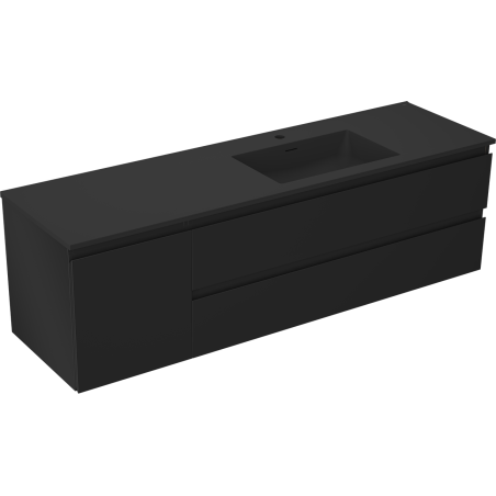 Mexen Orio kúpeľňová skrinka 160 cm s umývadlom Otis pravým, 2S, 1D, čierna matná - 91A13-16047-3-BBFFF71-W18P71