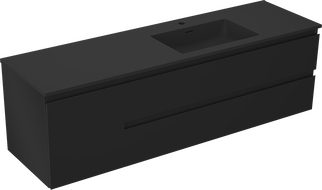Mexen Orio kúpeľňová skrinka 160 cm s umývadlom Otis pravým, 2S, 1D, čierna matná - 91A13-16047-3-BBFFF71-W18P71