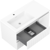 Mexen Rivel kúpeľňová skrinka 90 cm s umývadlom Otis ľavým, 2S, 1D, ryhovaná, biela matná - 91A23-09047-3-BBFFF01-W18L01
