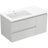 Mexen Rivel kúpeľňová skrinka 90 cm s umývadlom Otis ľavou, 2S, 1D, ryhovaná, sivá matná/biela matná