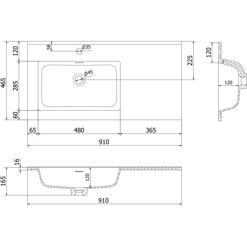 Mexen Rivel kúpeľňová skrinka 90 cm s umývadlom Otis ľavá, 2S, 1D, ryhovaná, grafit mat/biela mat - 91A23-09047-3-BBFFF66-W18L01