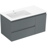 Mexen Rivel kúpeľňová skrinka 90 cm s umývadlom Otis ľavá, 2S, 1D, ryhovaná, grafit mat/biela mat - 91A23-09047-3-BBFFF66-W18L01