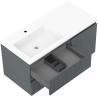 Mexen Rivel kúpeľňová skrinka 100 cm s umývadlom Otis ľavá, 2S, 1D, ryhovaná, grafit/biela mat - 91A23-10047-3-BBFFF66-W18L01