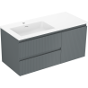 Mexen Rivel kúpeľňová skrinka 100 cm s umývadlom Otis ľavá, 2S, 1D, ryhovaná, grafit/biela mat - 91A23-10047-3-BBFFF66-W18L01
