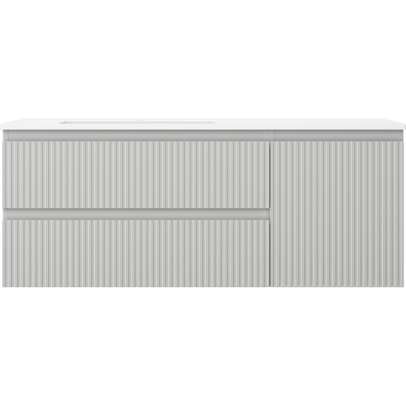 Mexen Rivel kúpeľňová skrinka 120 cm s umývadlom Otis ľavá, 2S, 1D, ryhovaná, sivá matná/biela matná