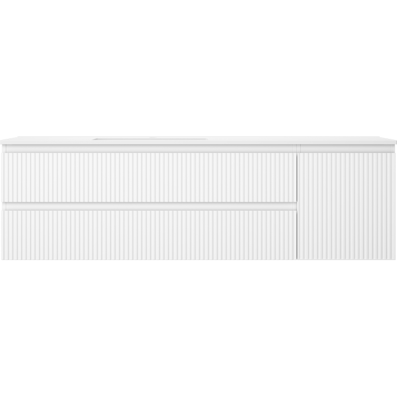 Mexen Rivel kúpeľňová skrinka 160 cm s ľavým umývadlom Otis, 2S, 1D, ryhovaná, biela matná - 91A23-16047-3-BBFFF01-W18L01