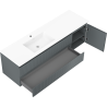 Mexen Rivel kúpeľňová skrinka 160 cm s umývadlom Otis ľavým, 2S, 1D, ryhovaná, grafit/biela mat - 91A23-16047-3-BBFFF66-W18L01