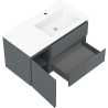 Mexen Rivel kúpeľňová skrinka 90 cm s umývadlom Otis pravá, 2S, 1D, ryhovaná, grafit/biela matná - 91A23-09047-3-BBFFF66-W18P01