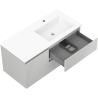 Mexen Rivel kúpeľňová skrinka 100 cm s umývadlom Otis pravá, 2S, 1D, ryhovaná, sivá/biela mat - 91A23-10047-3-BBFFF62-W18P01