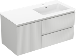 Mexen Rivel kúpeľňová skrinka 100 cm s umývadlom Otis pravá, 2S, 1D, ryhovaná, sivá/biela mat - 91A23-10047-3-BBFFF62-W18P01