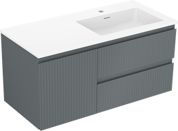 Mexen Rivel kúpeľňová skrinka 100 cm s umývadlom Otis pravé, 2S, 1D, ryhovaná, grafit/biela matná - 91A23-10047-3-BBFFF66-W18P01