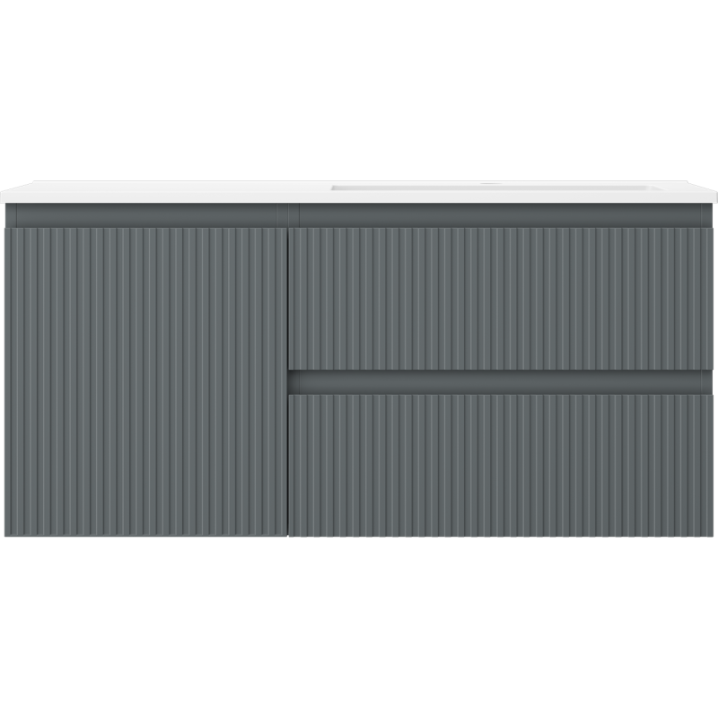 Mexen Rivel kúpeľňová skrinka 100 cm s umývadlom Otis pravé, 2S, 1D, ryhovaná, grafit/biela matná - 91A23-10047-3-BBFFF66-W18P01
