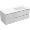 Mexen Rivel kúpeľňová skrinka 120 cm s umývadlom Otis pravá, 2S, 1D, ryhovaná, sivá/biela mat - 91A23-12047-3-BBFFF62-W18P01