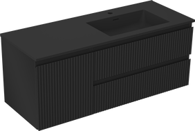 Mexen Rivel kúpeľňová skrinka 120 cm s umývadlom Otis pravá, 2S, 1D, ryhovaná, čierna mat - 91A23-12047-3-BBFFF71-W18P71