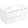 Mexen Orio kúpeľňová skrinka 90 cm s umývadlom Vela ľavým, 2S, 1D, biela lesk - 91A13-09047-3-BBFFF00-W23L00