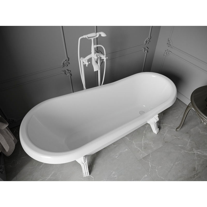Mexen Retro voľne stojaca vaňa 170 x 75 cm, biela, biele nohy - 53251707500-20