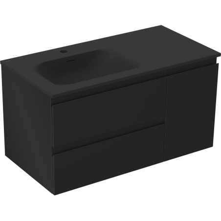 Mexen Orio kúpeľňová skrinka 90 cm s umývadlom Vela ľavým, 2S, 1D, čierna matná - 91A13-09047-3-BBFFF71-W23L71