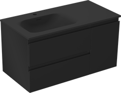 Mexen Orio kúpeľňová skrinka 90 cm s umývadlom Vela ľavým, 2S, 1D, čierna matná - 91A13-09047-3-BBFFF71-W23L71