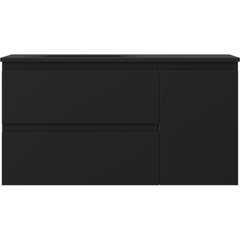 Mexen Orio kúpeľňová skrinka 90 cm s umývadlom Vela ľavým, 2S, 1D, čierna matná - 91A13-09047-3-BBFFF71-W23L71