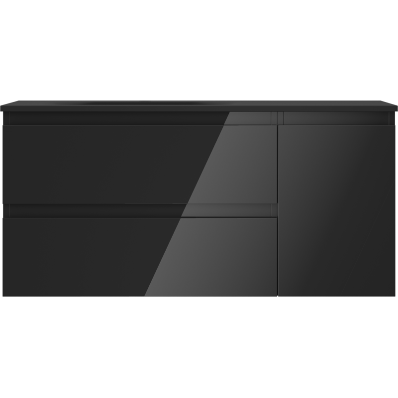 Mexen Orio kúpeľňová skrinka 100 cm s umývadlom Vela ľavým, 2S, 1D, čierny lesk/čierny mat